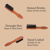 Hector Professional Wooden Beard Brush for Men, Straightens & Detangle Beard for Classy Looks | Pack of 2 Brushes